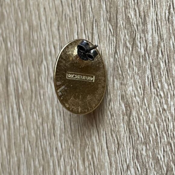 Vintage Richelieu Oval Domed Post Stud Earrings Women Signed - Picture 2 of 4